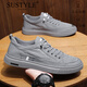 Zapatos de lona de alta gama de alta gama de lujo de lujo para hombres en verano Soft Soft Breatable Ligero Ligero Ligero Zapatos Casuales para hombres Gray 41
