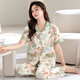 Yalu pure cotton pajamas women's summer short-sleeved trousers cardigan large size middle-aged and young suit mother home clothes y9922 short-sleeved trousers pure cotton M (80-100Jin [Jin equals 0.5 kg])