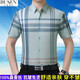 Busen Sang Silk Short Sleeve Shirt Men's Middle-aged Summer Business Thin Casual Anti-Wrinkle-Free Striped Shirt 6913 Concealed Button Navy Blue 2XL 185/100A