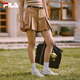 FILA Yang Mi's official women's woven shorts 2025 autumn new retro fashion comfortable three-point pants Toffee color-DK M 165/66A/M