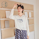 Zi Han (Zihan) Zi Han suéter de impresión con capucha para mujeres 2025 Autumn New Korean Slack y delgado suéter laminado White XS