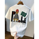 Mr. Stoff Large Size 200 Jin [Jin ist gleich 0,5 kg] Runde Nacken Kurzarm T-Shirt Männer 2025 Sommer Hong Kong Style Drucken Baumwoll-T-Shirt mit Gewicht und größeren Männern JSW9926 White M Empfohlen 90-108 Jin [Jin gleich 0,5 kg]