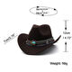 Qingyou Western Cowboy Hut Einfacher Randhut Woll Jazz Hut Britischer Stil Top-Hut Nationaler Stil Gürtel Solid Color 11 White M (56-58 cm)