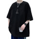 叮噜鱼宽松男士短袖重磅T恤男夏季港风上衣服凉感透气青少年五分半袖男t 3899粉红 3XL (约200-220斤可穿)