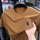 Pier Cardin Mulberry Silk Ice Silk Men's Summer New Round Neck Thin Cool Top Middle-aged Dad Base Shirt Half Sleeve T-shirt Khaki-13588KSP S 165/80A Recommended 100-115Jin [Jin equals 0.5 kg]