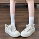 Jinghua Autumn Canvas Shoes for Women 2025 Nuevos zapatos blancos bordados para el petróleo espesas zapatos de tablero de planta gruesas