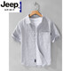
JEEP SPIRIT high-end men's pure cotton short-sleeved shirt Japanese casual summer thin striped shirt new trendy splicing top 9740 black 3XL