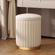 Ye Yu makeup stool ins Internet celebrity round stool bedroom modern simple storage storage makeup chair low stool dressing table stool off-white pu leather upgraded thickened version comfortable and soft sitting feeling