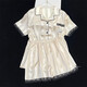 Sweet Girl Style Spring and Summer Lace Cardigan Shorts Pajamas Pajama de dos piezas Ropa para el hogar Real LW-9214 XL [sugerido 115-130Jin [Jin iguala 0.5 kg]]