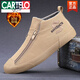 CARTELO 2025 winter men's shoes new style cloth shoes men's plus velvet warm cotton shoes zipper trendy shoes casual shoes canvas shoes 9892 turmeric [single shoes] 39 [leather shoes size]
