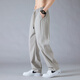 Monpoc Hosen Herren Spring- und Herbststil Trendy lose gerades Mesh atmungsaktives Eis Seiden Casual Hosen 6636 Khaki M.
