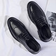 Mu Huisen (MUHUISEN) new spring product Brock carved thick sole men's shoes, height-enhancing shoes, cowhide business leather 3883 black 38