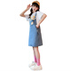 G.DUCKKIDS小黄鸭女童夏季套装儿童衣服女孩短袖牛仔背带裤中大童夏装两件套 白色套装 170 建议15~16岁【160-170cm】cm