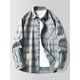 Sieben Wolf Plaid Langarm Shirt 2025 Frühling und Sommer neuer Stil trendy lockeres lässiges Hemd dünne Sonnencremjacke Männer 9902 Green M [Vorgeschlagen 90-110jin [Jin gleich 0,5 kg]]