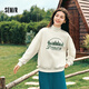 Semir sweatshirt for women with design pattern oversize, heating and antibacterial winter embroidered fleece top, lazy college style, milky white 10501 (extra loose style, please take a smaller size if you mind) S