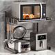 Duopeng Kitchen Microwave Storage Rack Countertop Multifunctional Retractable Oven Stand Air Fryer Rice Cooker Storage Rack Welfare Model - Gun Gray Double Layer Telescopic* Main Rack