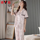 Yalu high-end 2025 pajamas for women in summer satin short-sleeved trousers new summer silk summer middle-aged mother home clothes 6626 L (weight 100-120 Jin [Jin equals 0.5 kg])