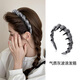 Kamalun (KAMALUN) hair hoop for women's daily wear 2025 new style high-end, western style and fashionable high skull headband with hair clip to send to girlfriend Hepburn style hair hoop versatile black + brand gift box