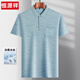 
Hengyuanxiang Middle-aged Ice Silk Short-sleeved T-shirt Men's Daddy's Lapel Casual T-shirt Middle-aged Thin POLO Shirt Summer Clothes T Ice Silk-9923 Blue Real Pocket M 48/165