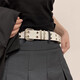 JIOESC White Belt Women's Belt Women's American Pin Buckle Jeans Belt Casual Trend Teenage Students Simple and Versatile Double Row Hole Stars White Upgraded Version Thickened
