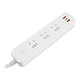 Power strip with three positions and five holes, with USB fast charging, with master control and light, white with three positions and five holes, with 3 USB