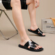 Walker Shop Slippers Men's 2025 Summer Nuevo cuero genuino al aire libre Flops sin deslizamiento sandalias de hombres al aire libre y modernas negras 38 (tamaño de zapato de cuero)