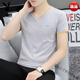 Playboy (Playboy) Youth Pure Cotton V-Ausschnitt Halbärmel T-Shirt für Sommer Herren neuer Farbe Hühnchen Herz T-Collection Marke Kurzarm T-Shirt Schöne High-End-Marken-Weiß-Qy691-Hoch-End-Marke XL 120-135jin [Jin gleich 0,5 kg]