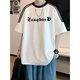 Camiseta de manga corta de Yuesini American Retro para algodón de algodón de algodón pequeño de algodón pequeño Estudiantes de secundaria de la escuela secundaria 2025 Summer suelta Camiseta de media manga [3899* Lion Dance] White M 80-120Jin [Jin equivale a 0.5 kg]