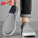 Huili Herrenschuhe Leinwandschuhe Herren 2025 Sommer Neue faule Menschen bequeme leichte atmungsaktive ein Fuß alte Peking-Stoffschuhe Herrengrau (verbesserter weicher Boden) 42