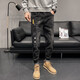 Aexmere Herren zerrissen Jeans Summer Trendy Brand Slim Feet 2025 New Summer 6636 Black. 29