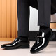 
Business formal wear without laces for footwork men's leather shoes dad flat men's leather shoes suit soft leather large size shoes 9921 gloss black footwear 38