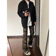 American retro camouflage jeans for men in spring and autumn slim high street cleanfit slightly flared straight casual long pants Camouflage M recommended 95-110 Jin Jin equals 0.5 kg