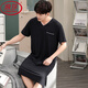 Langsha Men's Nightgown Summer New Style Modal Pyjamas Plus taille à manches courtes en V lâche peut être portée à l'extérieur avec des vêtements de grande taille SMH [844 Gris foncé] M