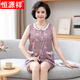 Hengyuanxiang summer new pure cotton pajamas women's sleeveless vest shorts cardigan suit middle-aged and elderly mothers simple home clothes 9720# cardigan M