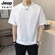 JEEP SPIRIT棉麻男士短袖t恤夏季新款2025设计感休闲圆领潮流百搭亚麻t恤衫男 9866绿色 L