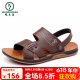 Spechts Sandalen Herren Sommer 2025 Neue Stil außen atmungsaktiven Ledersandalen echte Lederschuppen Nicht-Rutsch-Rindfleisch-Sehnen-Sohle-Strandschuhe Sandalen Männer 6227 Schwarze Rindfleisch Sehnen Sohle 44