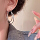 Fan Shengyu Su hoop double hoop large earrings for women 2025 new high-end simple and atmospheric earrings fashionable face-showing small earrings double hoop earrings - silver