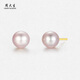 Zhou Taisheng Purple Freshwater Pearl Earrings S925 Silver Small Bulb Earrings Birthday Gift for Mom and Girlfriend