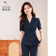 Woodpecker Grey Grey à manches courtes ensemble pour les femmes Summer Professional Temperament Wine Manager Tool Beauty Salon Bijoux de travail Vêtements 9732 Single Piece Grey Suit S (80-92Jin [Jin est égal à 0,5 kg]))