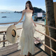 
Lekali suspender dress for women in summer vacation style long skirt high-end feeling slimming adult gift birthday party dress temperament skirt Champagne white S recommended 90-100 Jin [Jin equals 0.5 kg]