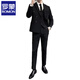 ROMON Autumn and Winter Suit Men's Business Formal Wear Professional High-Quality British Style Double-Breasted Handsome Casual Suit Jacket Black Suit (Follow and receive a tie) XL