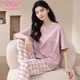 
Modal pure cotton pajamas for women in spring and summer short-sleeved trousers suit casual sweet and cute girl's cotton home clothes can be worn outside YS679 M (recommended 80-100Jin [Jin equals 0.5 kg])