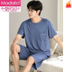 
Modal high-end pajamas men's summer short-sleeved shorts home clothes youth thin summer casual loose large size suit men 6623 L