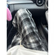 CLOR autumn and winter plaid casual pants men's American fashion brand loose retro contrast color versatile straight pants CL87 black plaid 2XL
