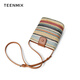 TeenMix (TeenMix) Frauenbeutel gewebtes Handy -Tasche Regenbogen Crossbody Tasche mit vielseitigem Eimer -Tasche zum Geburtstag Geschenk für Freundin Regenbogen hellbraun