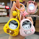 Cartoon luminous backpack kitten and bear key chain pendant school bag pendant night light children's luminous key chain school bag night light key chain - pink