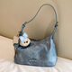 Nanfeng Chio2nd cream puppy tote bag women's bag portable ladies one-shoulder underarm bag commuting big bag crossbody bag denim color [send puppy pendant]