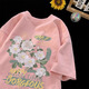 7家优品山茶花印花短袖t恤男生潮牌潮流圆领上衣服夏季宽松重磅半袖体恤 XHWP-B1047黑色 XL
