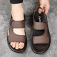 
[Direct sale in the factory] Sandals Men's Summer New Genuine Leather Beach Shoes Men's Middle-aged and Elderly Dual-Soled Sandals Brown 41