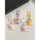 MAAF 9 [9764 people have purchased] Cute cartoon head cover animal girl mobile phone small pendant new style gift accessories hanging decoration best friend accessories bag keychain gasket lanyard Xiaodong [single-piece] Strawberry purple rice rabbit (pendant type)